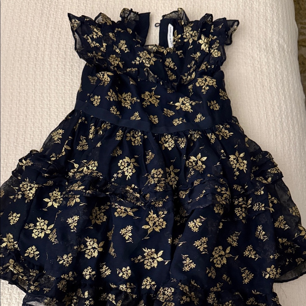 Janie and Jack Navy and Gold Floral Dress
